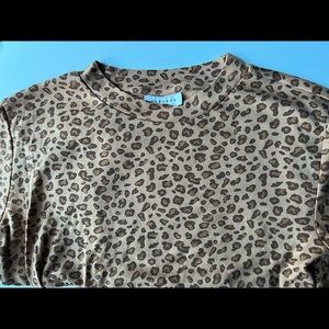 Topshop Women’s tight tan and brown leopard print cropped top